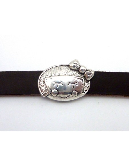 1 Perle passant Fillette 24,6mm en métal argenté