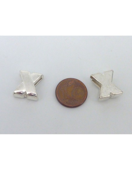 Passant metal argente forme X Passant metal argente forme X