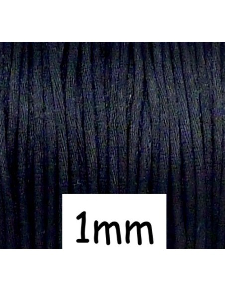 cordon pour bijoux noir - Queue de rat 1mm brillant, satiné ficelle chinoise