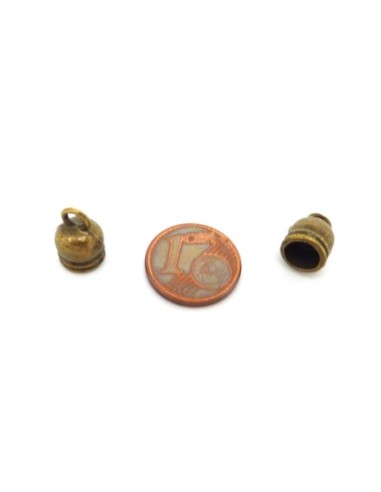 Cache-noeud rond pour cordon cuir 6mm en métal couleur bronze