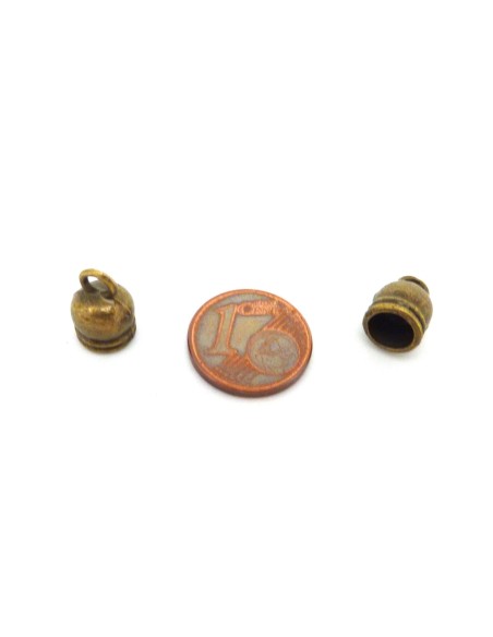 Cache-noeud rond pour cordon cuir 6mm en métal couleur bronze