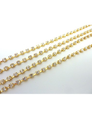 Chainette strass et métal doré pour création de bijoux