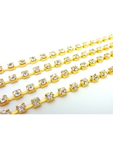 Chaine strass et métal doré pour création de bracelet