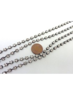 Chainette strass en métal argenté foncé quasi noir gun métal 2