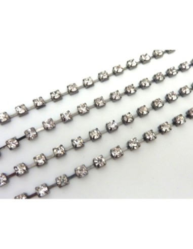 Chainette anthracite avec strass incolore brillant