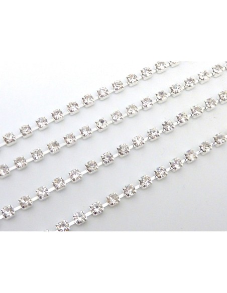 Chainette strass fine en métal argenté