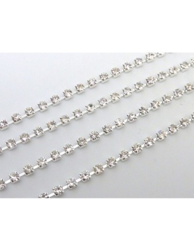 Chainette argenté avec strass incolore brillant
