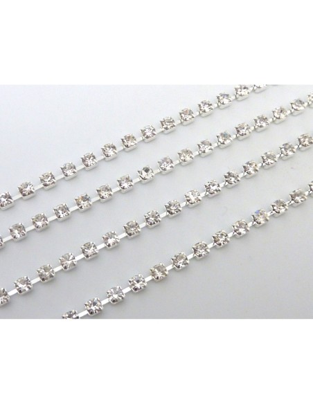 Chainette argenté avec strass incolore brillant