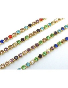 25cm de chaînette strass 2,5mm multicolore et métal doré fine