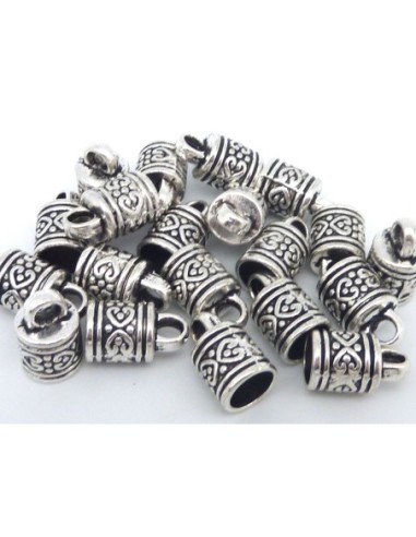 Embout cache noeud ou pompon en métal argenté