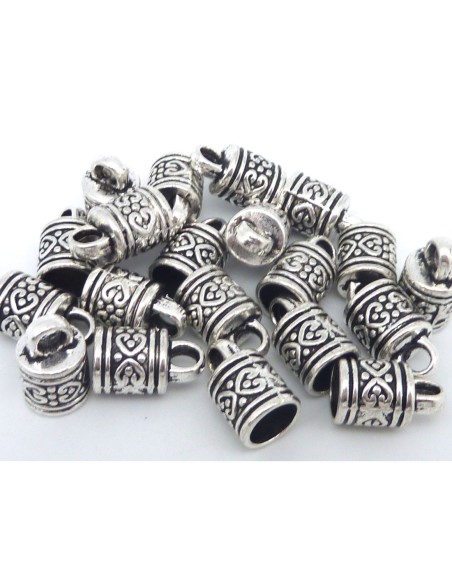 Embout cache noeud ou pompon en métal argenté