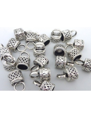 Embouts pour cordon rond de 7mm en métal argenté travaillé