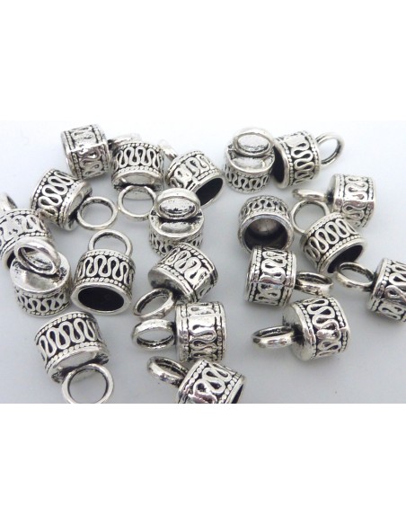 Embouts pour cordon rond de 7mm en métal argenté travaillé