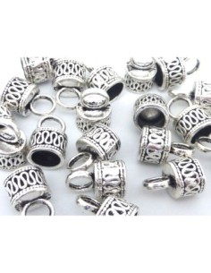 Embout rond style ethnique en métal argenté de 7mm