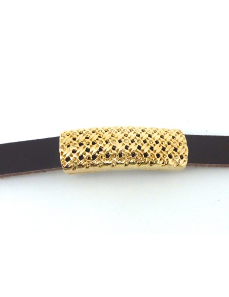 R-Perle passant rectangle filigrane 37mm en métal doré