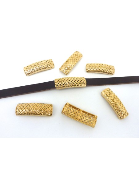 R-Perle passant rectangle filigrane 37mm en métal doré