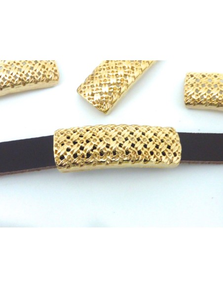 R-Perle passant rectangle filigrane 37mm en métal doré