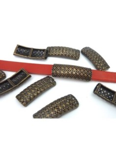 Perle passant rectangle filigrane 37mm en métal de...