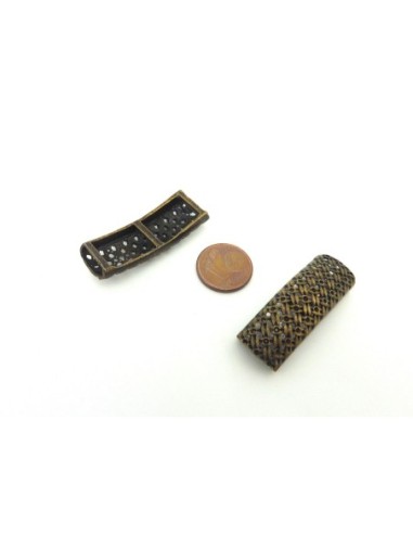 5 Perles passant rectangle filigrane 37mm en...
