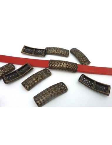 5 Perles passant rectangle filigrane 37mm en...