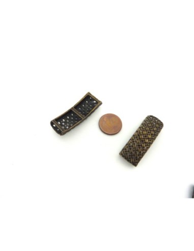 5 Perles passant rectangle filigrane 37mm en...