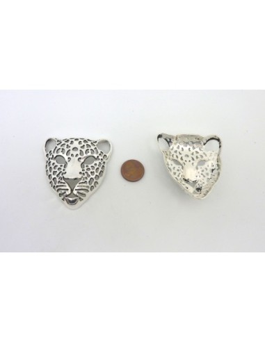 Grand Pendentif Tête de Félin 49mm en métal...