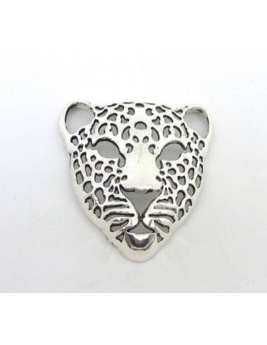 Grand Pendentif Tête de Félin 49mm en métal...