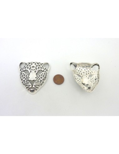 Grand Pendentif Tête de Félin 49mm en métal...