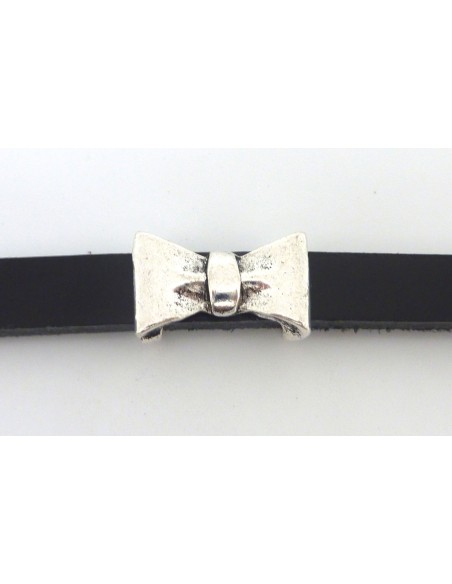 perle passant noeud en métal argenté pour lanière de 10mm