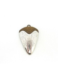 Pendentif corne metal argente et bronze