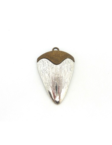 Pendentif corne metal argente et bronze