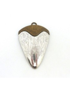 Pendentif corne metal argente et bronze 2