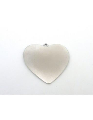Grand pendentif coeur argenté en métal
