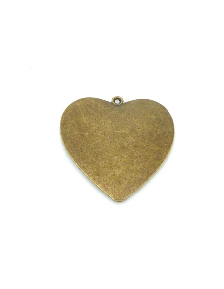Grand Pendentif coeur 48mm en métal de couleur bronze