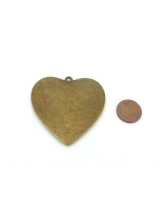 Grand Pendentif coeur 48mm en métal de couleur bronze 2