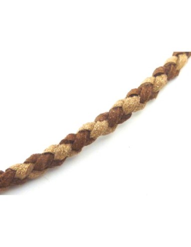 Daim synthétique 3mm marron pailleté cuivré