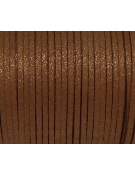 lanière suédine 3mm marron pailleté cuivré pour bracelet