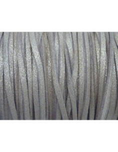 Cordon suédine pailleté gris argenté 3mm