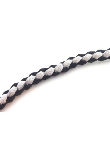Lacet suédine pailleté gris argenté 3mm