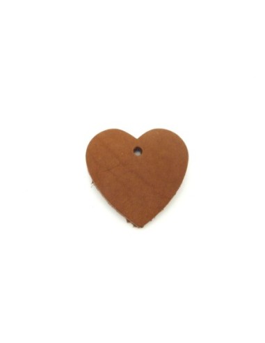 Pendentif coeur en cuir 56mm de couleur marron