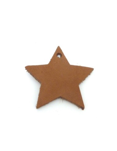 Pendentif étoile en cuir 60mm de couleur marron