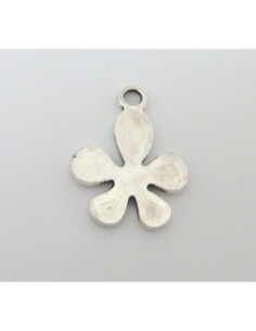 20 Breloques fleur en métal argenté 18mm
