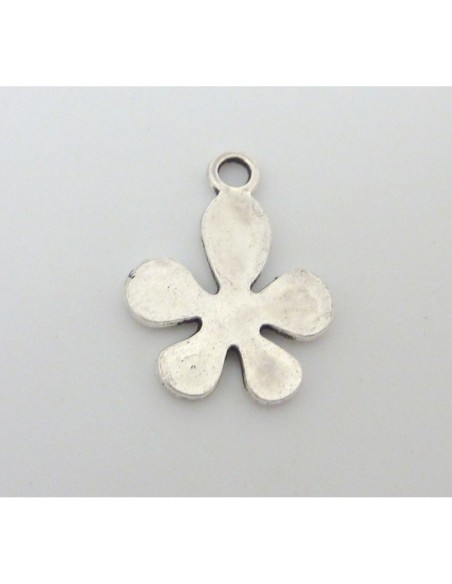 20 Breloques fleur en métal argenté 18mm