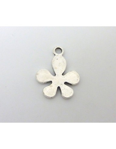 20 Breloques fleur en métal argenté 18mm