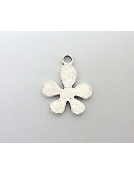 20 Breloques fleur en métal argenté 18mm