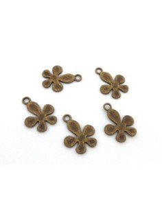 10 Breloques fleur 18,1mm en métal de couleur bronze 2