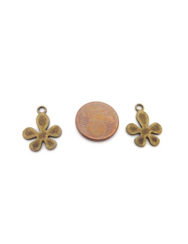 Pendentif fleur en métal couleur bronze