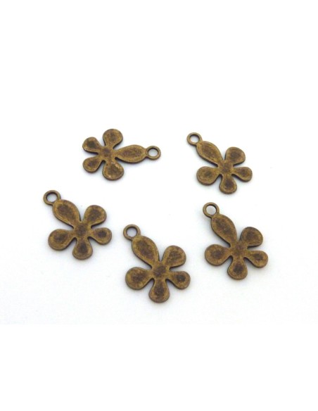 50 Breloques fleur 18,1mm en métal de couleur bronze