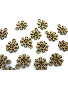 20 Breloques flocon de neige, étoile 13,3mm en métal de...