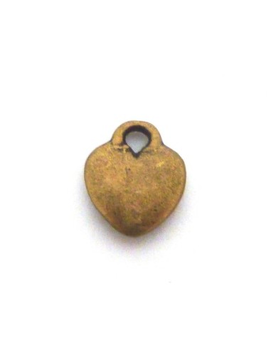 Petite breloque coeur en métal de couleur bronze
